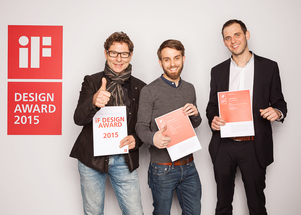 Award ceremony in the BMW Welt in Munich - iF Product Design Award for designship GmbH Thomas Starczewski and Piero Horn from designship GmbH, as well as Mr. Heinz von Collischan received the iF Product Design Award for the high-speed tablet counting machine multicount60. BMW Welt München - Messe - iF Product Design Award 2015 - Collischan - best of the best - design award - designship GmbH - Product design - Industrial design - Interface design - iF world design index - Top 25 Industry - Top 100 design studios worldwide - we love design