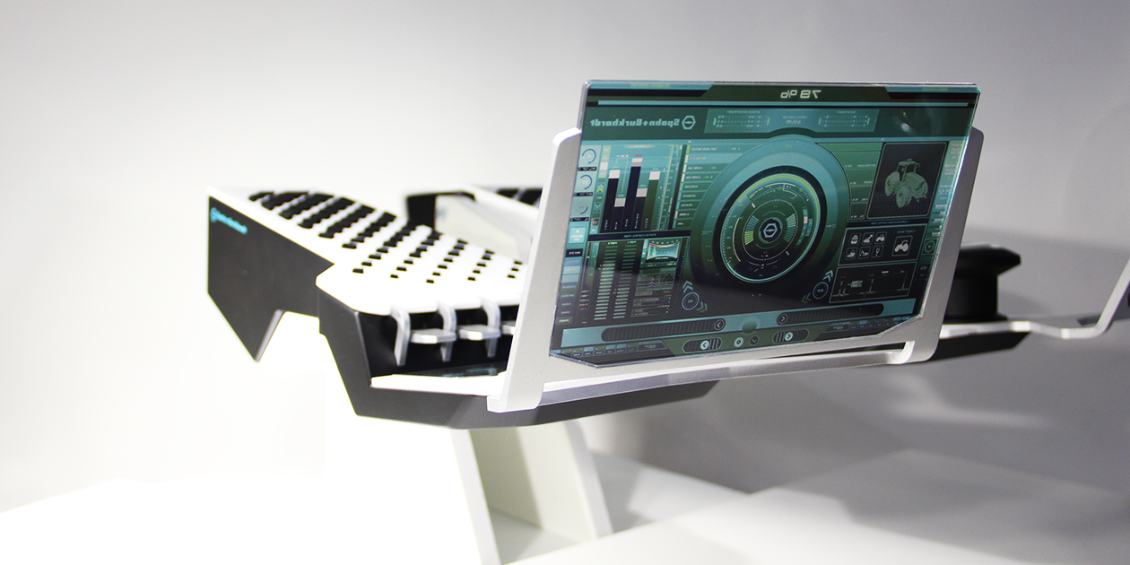 The armrest of the modern Vision 2022 helm station has a diamond pattern. This gives the user a soft surface and is ventilated at the same time. The touch display enables modal control and function execution and a 3D joystick converts the manual input into the movements of the large construction vehicle to be controlled. Spohn + Burkhardt - control stations - future study - designship GmbH - product design - industrial design - machine design - interface design - iF world design index - Top 25 Industry - Top 100 design studios worldwide - we love design