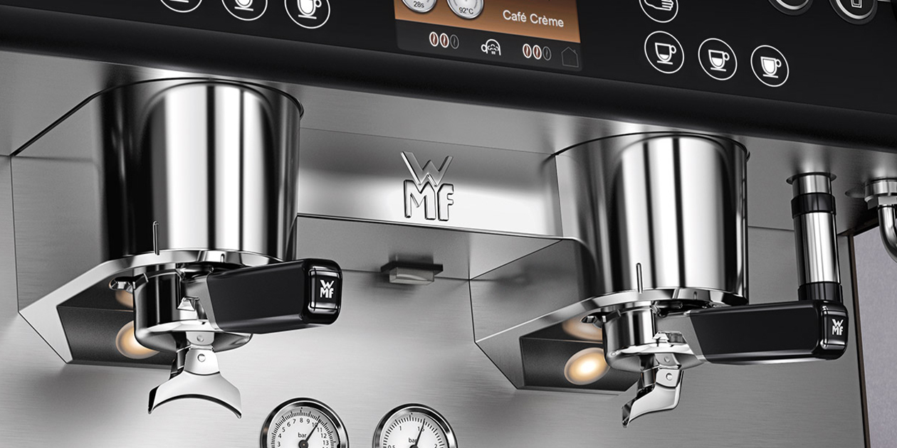 Kaffee-Halbautomat in moderne Siebträger Anmutung - Die WMF espresso besticht mit dem "red dot award - best of the best" ausgegezeichnetem Design, entwickelt von designship GmbH. Die WMF espresso besitz zwei klassische Siebträgersysteme, die intelligent und intuitiv zu Bedienen von dem halbautomatischen System unterstützt werden. Somit gelingt jedem ein perfekter Espresso! red dot award 2015 - best of the best - Designpreis - designship GmbH - Produktdesign - Industriedesign - Interfacedesign - iF world design index - Top 25 Industry - Top 100 design studios worldwide - we love design