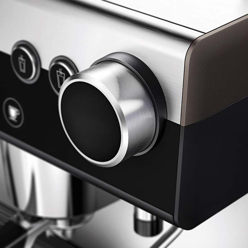 Contemporary design language and attention to detail. The focus is on the intuitive operating system of the new WMF espresso, it combines modern, semi-automatic operation with well-known portafilter elements, such as the large control wheel for the milk foam nozzle, transported in digitally connected hardware control. red dot award 2015 - best of the best - Designpreis - designship GmbH - product design - industrial design - interface design - iF world design index - Top 25 Industry - Top 100 design studios worldwide - we love design